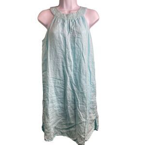 St Tropez West‎ 100% Linen Halter Dress Size S Ethereal White Lotus Resort Fairy